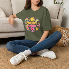 Cheery Vibes T-Shirt Unisex — Sunny Rainbow Smiley Graphic Tee