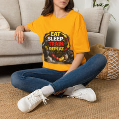 Eat Sleep Train Repeat Unisex T-Shirt — Gym Motivation Fitness Tee