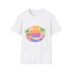Good Vibes Beach unisex T-Shirt — Neon Sun Palm Retro Summer Tee