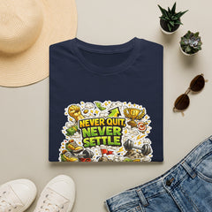 Motivational "Never Quit, Never Settle" Fitness T-Shirt Unisex