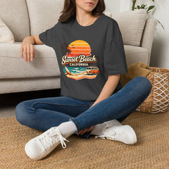 Sunset Beach California Unisex T-Shirt — Retro Surf Sunset Graphic Tee