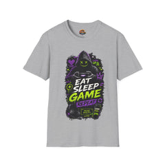 Gaming T-Shirt — "Eat Sleep Game Repeat" Unisex Neon Gamer Hoodie Graphic Tee