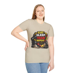 Eat Sleep Train Repeat Unisex T-Shirt — Gym Motivation Fitness Tee