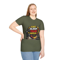 Eat Sleep Train Repeat Unisex T-Shirt — Gym Motivation Fitness Tee