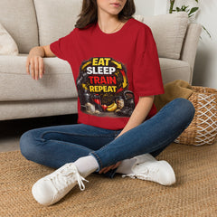 Eat Sleep Train Repeat Unisex T-Shirt — Gym Motivation Fitness Tee