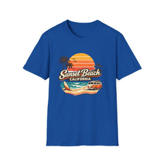 Sunset Beach California Unisex T-Shirt — Retro Surf Sunset Graphic Tee
