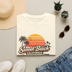 Sunset Beach California Unisex T-Shirt — Retro Surf Sunset Graphic Tee