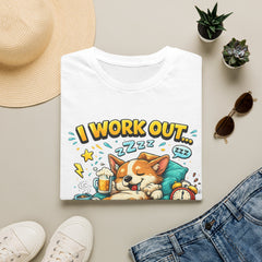 T‑Shirt — "I Work Out Unisex... Just Kidding I Take Naps" Cute Corgi Nap Tee