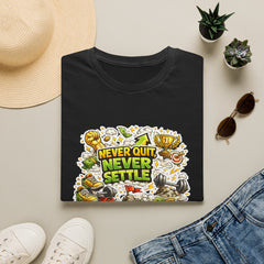 Motivational "Never Quit, Never Settle" Fitness T-Shirt Unisex