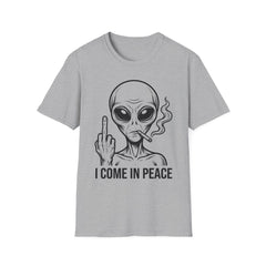 Alien Graphic Tee — "I Come In Peace" Funny Smoking Alien T-Shirt