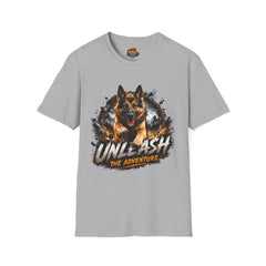 German Shepherd T-Shirt Unisex — "Unleash The Adventure" Graphic Tee