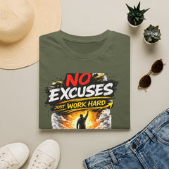 No Excuses 'Just Work Hard' Unisex T-Shirt — Motivational Fitness Tee