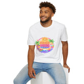 Good Vibes Beach unisex T-Shirt — Neon Sun Palm Retro Summer Tee