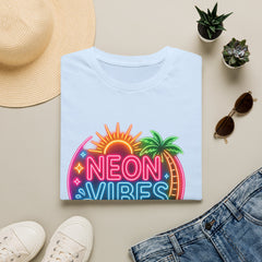 Neon Vibes T-Shirt Unisex — Retro Beach Sunset Palm Graphic Tee