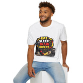 Eat Sleep Train Repeat Unisex T-Shirt — Gym Motivation Fitness Tee