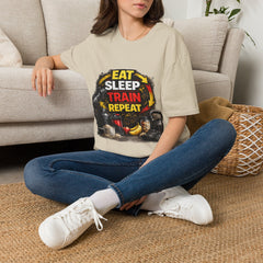 Eat Sleep Train Repeat Unisex T-Shirt — Gym Motivation Fitness Tee