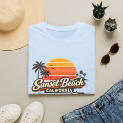 Sunset Beach California Unisex T-Shirt — Retro Surf Sunset Graphic Tee