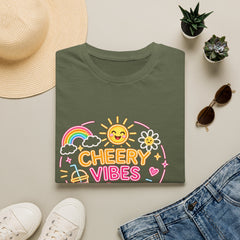 Cheery Vibes T-Shirt Unisex — Sunny Rainbow Smiley Graphic Tee