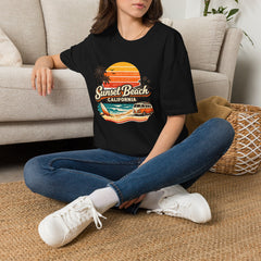 Sunset Beach California Unisex T-Shirt — Retro Surf Sunset Graphic Tee