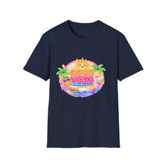 Good Vibes Beach unisex T-Shirt — Neon Sun Palm Retro Summer Tee