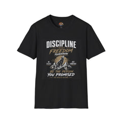 Discipline Today Freedom Tomorrow T-Shirt — Motivational Mountain Quote Tee
