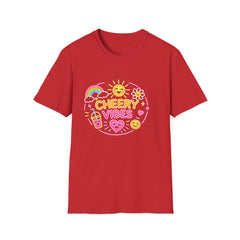 Cheery Vibes T-Shirt Unisex — Sunny Rainbow Smiley Graphic Tee