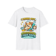 T‑Shirt — "I Work Out Unisex... Just Kidding I Take Naps" Cute Corgi Nap Tee