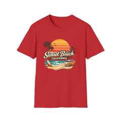 Sunset Beach California Unisex T-Shirt — Retro Surf Sunset Graphic Tee
