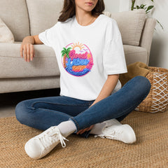 Good Vibes Beach Unisex T-Shirt — Retro Neon Palm Sunset Graphic Tee