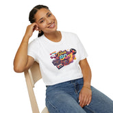 Back to the 80s Unisex T-Shirt — Retro Neon 80s Vintage Design (cassette, Rubik's Cube, vinyl)