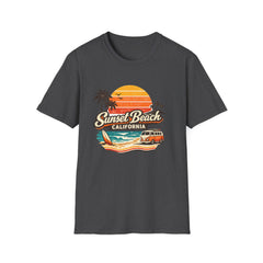 Sunset Beach California Unisex T-Shirt — Retro Surf Sunset Graphic Tee