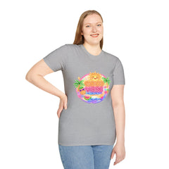 Good Vibes Beach unisex T-Shirt — Neon Sun Palm Retro Summer Tee