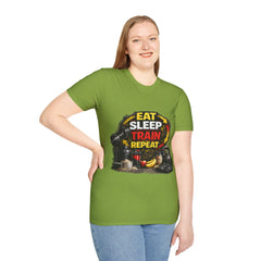 Eat Sleep Train Repeat Unisex T-Shirt — Gym Motivation Fitness Tee