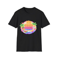 Good Vibes Beach unisex T-Shirt — Neon Sun Palm Retro Summer Tee