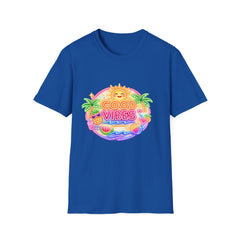 Good Vibes Beach unisex T-Shirt — Neon Sun Palm Retro Summer Tee