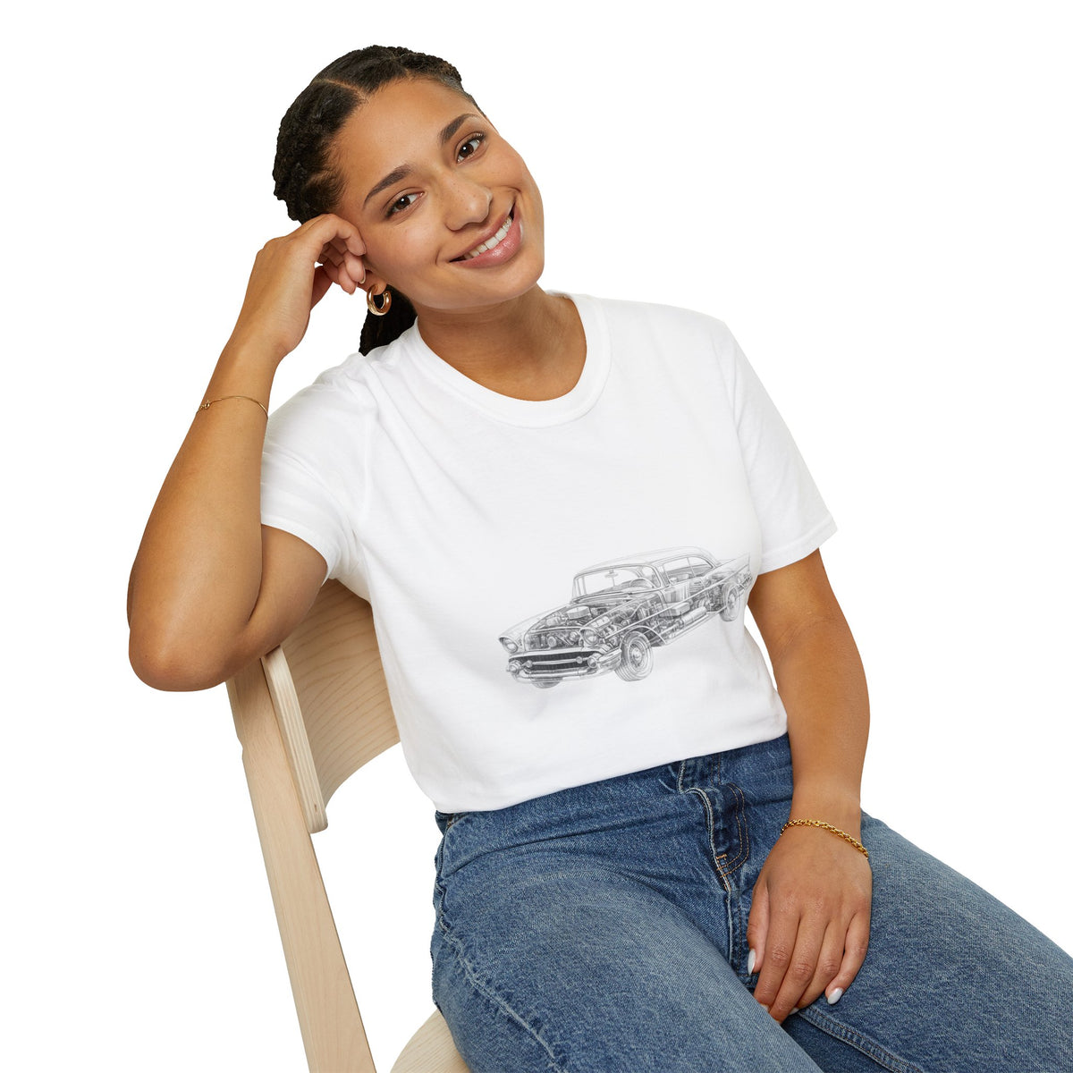 Classic Vintage Car T-Shirt — Retro Sketch Automobile Tee