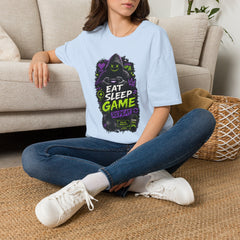 Gaming T-Shirt — "Eat Sleep Game Repeat" Unisex Neon Gamer Hoodie Graphic Tee