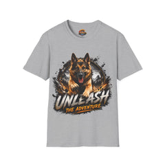 German Shepherd T-Shirt Unisex — "Unleash The Adventure" Graphic Tee