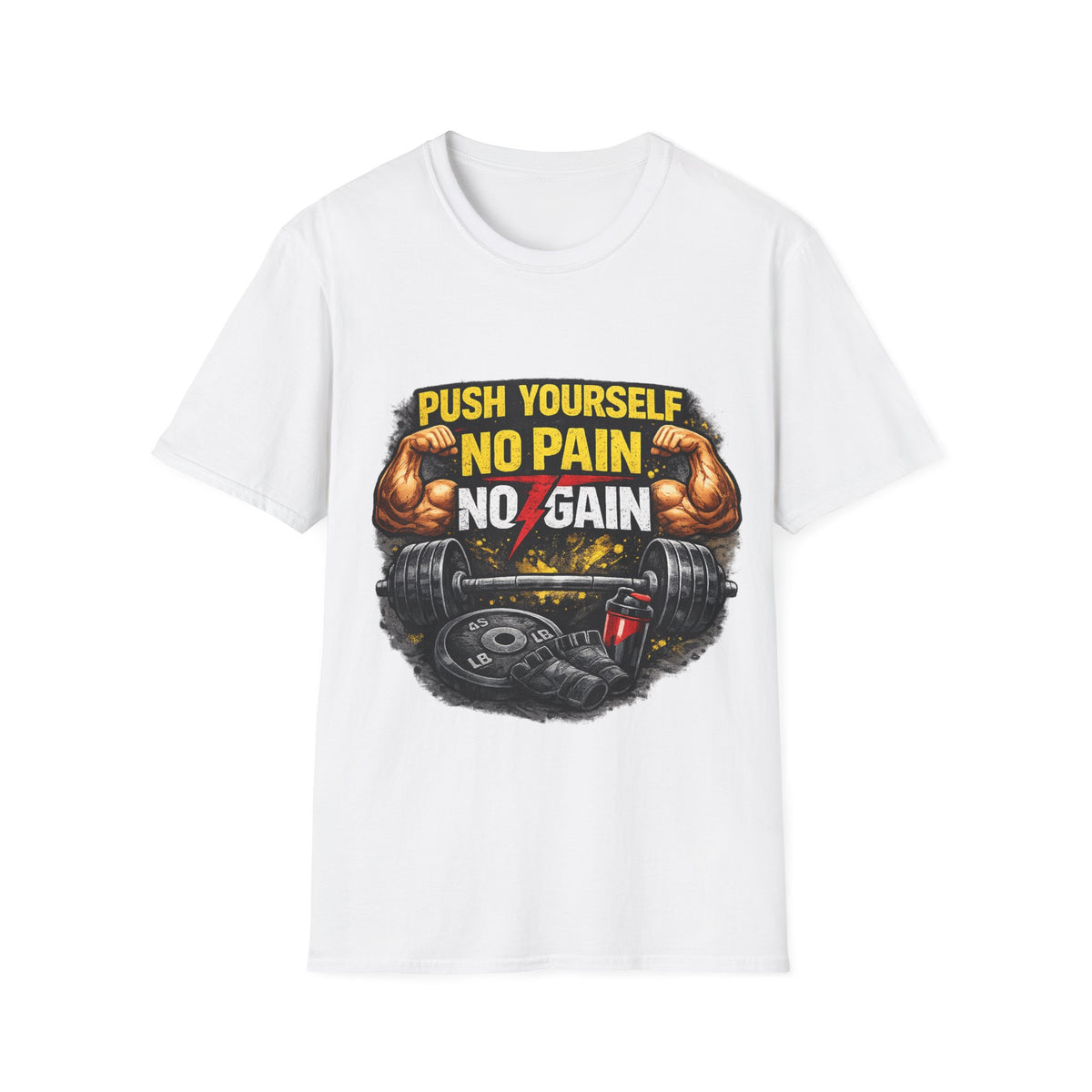 Gym Motivational Unisex T-Shirt — "Push Yourself No Pain No Gain" Fitness Tee