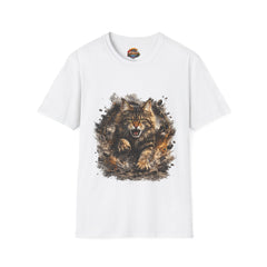 Wild Maine Coon Cat Unisex T-Shirt — Fierce Watercolor Kitty Graphic Tee