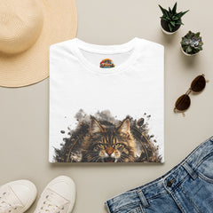Wild Maine Coon Cat Unisex T-Shirt — Fierce Watercolor Kitty Graphic Tee