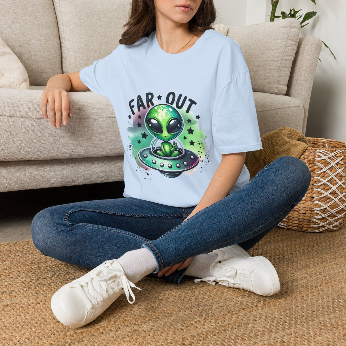 Alien Graphic T‑Shirt — "Far Out" Cute UFO Tee