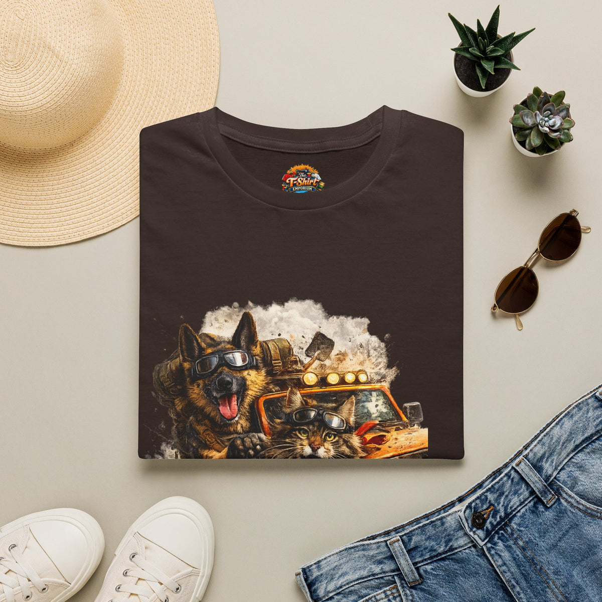 Adventure Buddies T-Shirt Unisex— Dog & Cat Road Trip Graphic Tee