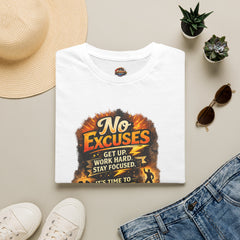 No Excuses T-Shirt — Motivational "Get Up. Work Hard. Stay Focused." Fitness Tee
