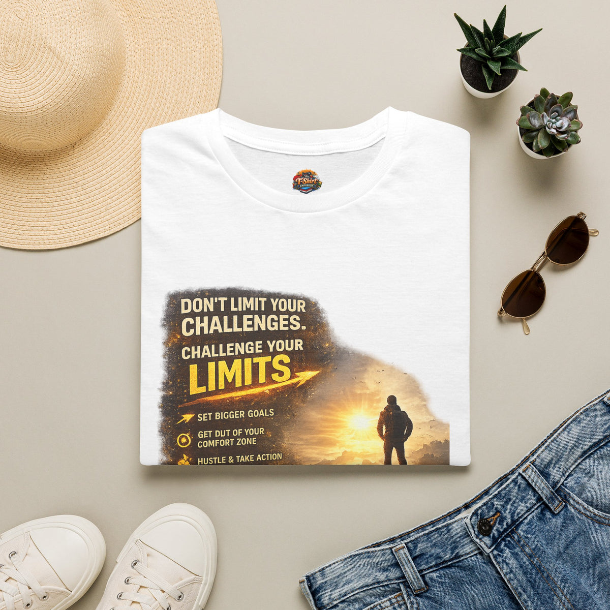 Motivational T-Shirt Unisex— "Don't Limit Your Challenges, Challenge Your Limits" Inspirational Adventure Tee