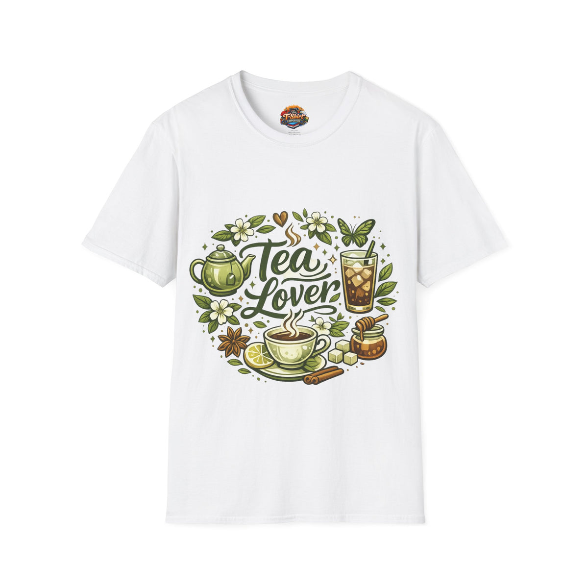 Tea Lover T-Shirt Unisex— Green Tea & Iced Tea Floral Graphic
