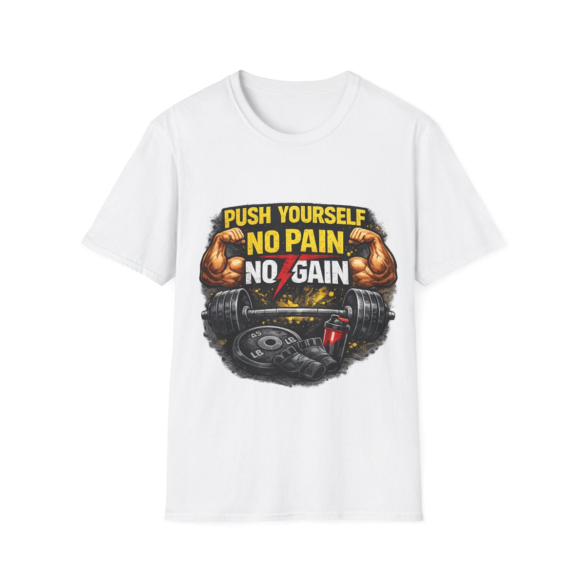 Gym Motivational Unisex T-Shirt — "Push Yourself No Pain No Gain" Fitness Tee