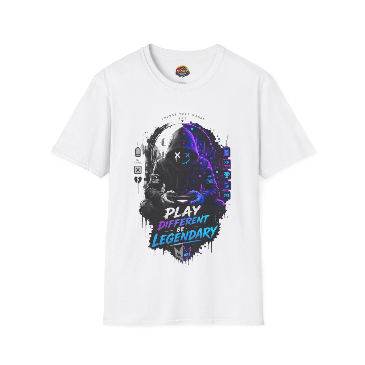 Gaming Hoodie T-Shirt Unisex — "Play Different Legendary" Neon Gamer Graphic Tee