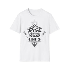 Rise Above Mountain Unisex T‑Shirt — "Rise Above Your Limits" Inspirational Tee